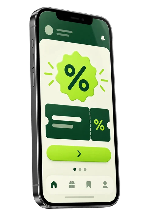 Celular mostrando um voucher de desconto do POP Facilita